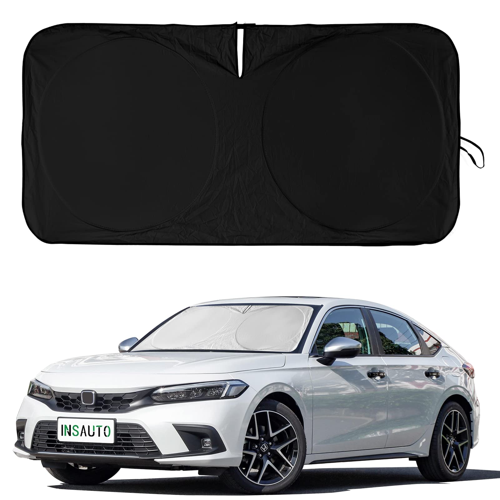Photo 1 of INSAUTO Windshield Sun Shades Compatible with Honda Civic Accord, Front Window Sunshade for Windshield Cover Foldable Sun Visor Protector 210T Reflective Cool Car Accessories (61" X 34.6")