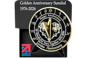 THE METAL FOUNDRY Anniversary Sundial Gift for 50th Golden Wedding Anniversary in 2026 - Recycled Metal Home Decor Or Garden Present Idea - Handmade in UK for Him, Her Parents Or Couples 50 Year Celebration