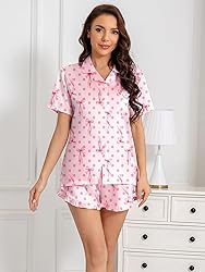 Umeyda Girls Satin Silky Collar V Neck Ruffle Short