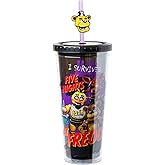 Silver Buffalo Five Nights at Freddy's, Plastic Cold Cup, 24oz | Freddy Fazbear, Lid, Straw Topper, Foxy, Chica and Bonnie, 0.71 Liters