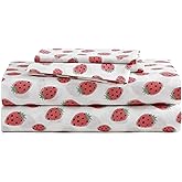 Poppy & Fritz - Full Sheets, Luxurious Cotton Percale Bedding Set, Crisp & Cool, Super Soft Bed Essentials (Strawberry Picnic Pink, Full)
