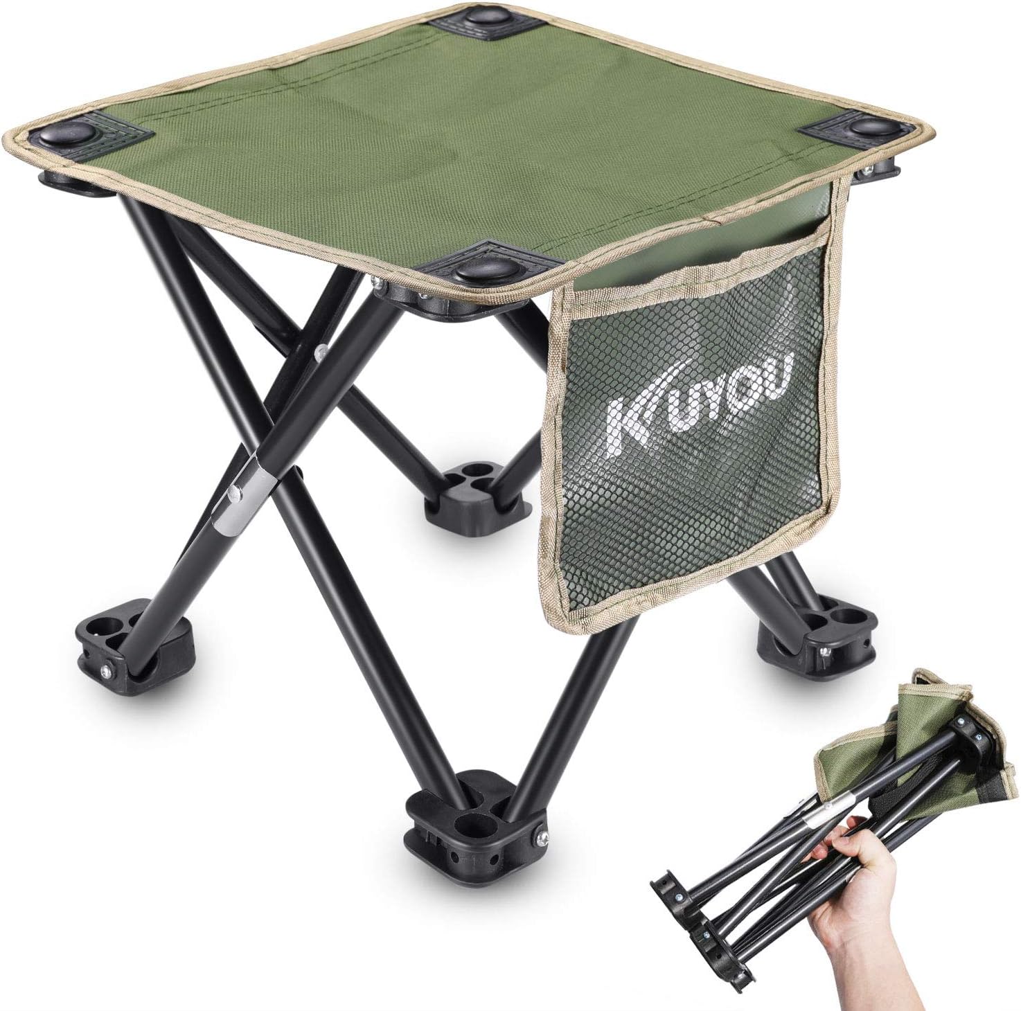 KUYOU Folding Camping Stool, 11.5 in / 13.3in Portable Outdoor Mini Chair Camping Small Seat Barbeque Stool for Fishing BBQ Hiking Gardening and Beach, Travel