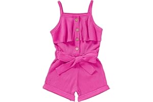 FOCUTEBB Toddler Girl Clothes Baby Summer Sleeveless Clothing Cute Halter Romper One-piece Jumpsuit Summer Clothes Set 1-5T