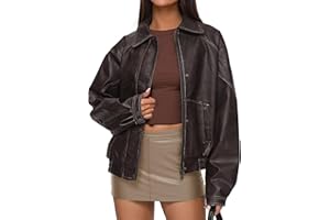 PRETTYGARDEN Faux Leather Jacket Women Bomber Motorcycle Zip Up Jackets Oversized Fall Fashion Outfits 2025 Winter Coats
