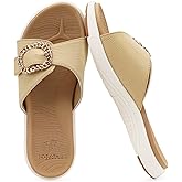 COFACE Womens Dressy Orthotic Slides Lightweight Yoga Mat Thick Cushion Recovery Walking Sandals Adjustable Slip On Slippers with Comfortable Plantar Fasciitis Arch Support
