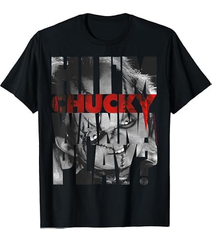 Amazon.com: Child's Play Chucky Wanna Play Creepy Portrait T-Shirt