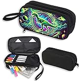 AnySmic Dinosaur Pencil Case for Boys and Girls, Dino Pencil Pouch for Kids, Big Capacity Pen Case Gifts for Child at Elementary School, Double Zipper Pen Bag Organizer with 2 Compartments