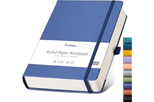 HIUKOOKA College Ruled Notebook, 320 Pages A5 Hardcover Large Journal, Thick Paper, Writing Journal for Office School Business, 5.75'' x 8.38'' - Blue