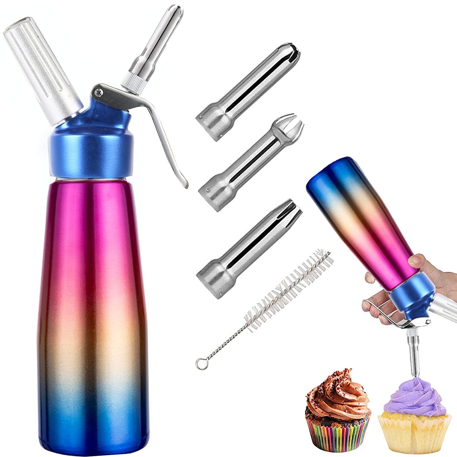 Photo 1 of *INCOMPLETE THUS NONFUNCTIONAL** Professional Whipped Cream Dispenser - Cream Whipper Stainless Steel Cream Canister with 3 Decorating Nozzles, 1 Pint Gourmet Cream Whipper