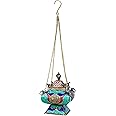 Mudra Crafts Tibetan Incense Burner – Hanging Censer Incense Burner with Chain – Brass Incense Burner with Lid for Resin Charcoal (Gemstone Inlay)