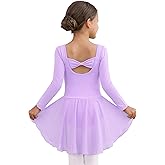 MdnMd Toddler Girls Ballet Dance Leotards Skirt Ballerina Ballet Outfit Dresses Camisole Puff Sleeve