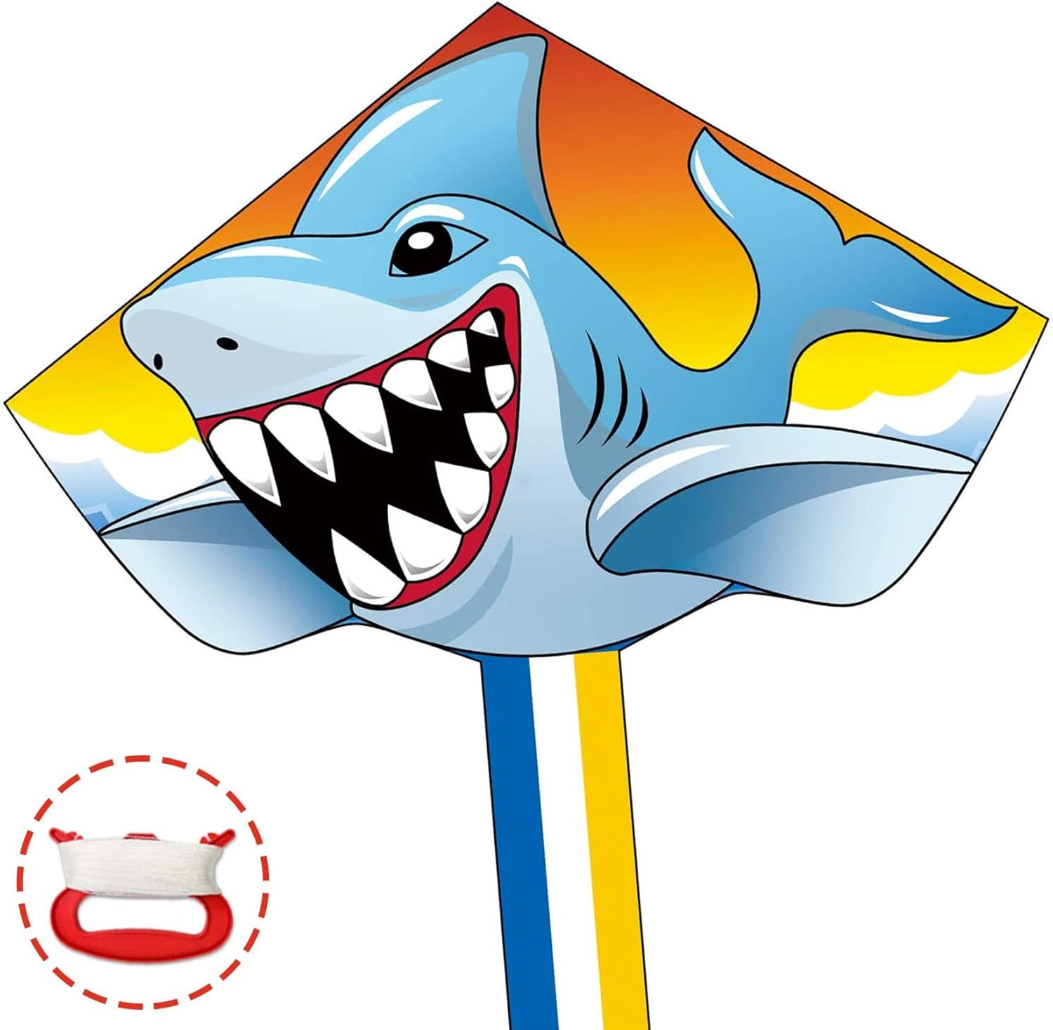 Amazon Haomark カイト 凧 凧揚げ スポーツカイト アウトドア おもちゃ スカイカイト 紙鳶 屋外 子供 大人 アウトドア 公園 恐竜カイト 糸巻き 収納バッグ付き サメ 凧 カイト おもちゃ