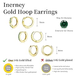 Inerney Gold Green Earrings Set for Women, Dainty