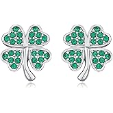 Four Leaf Clover Earrings 925 Sterling Silver Shamrock Earrings Green Clover Earrings Irish Jewelry St. Patrick's Day Gifts for Women