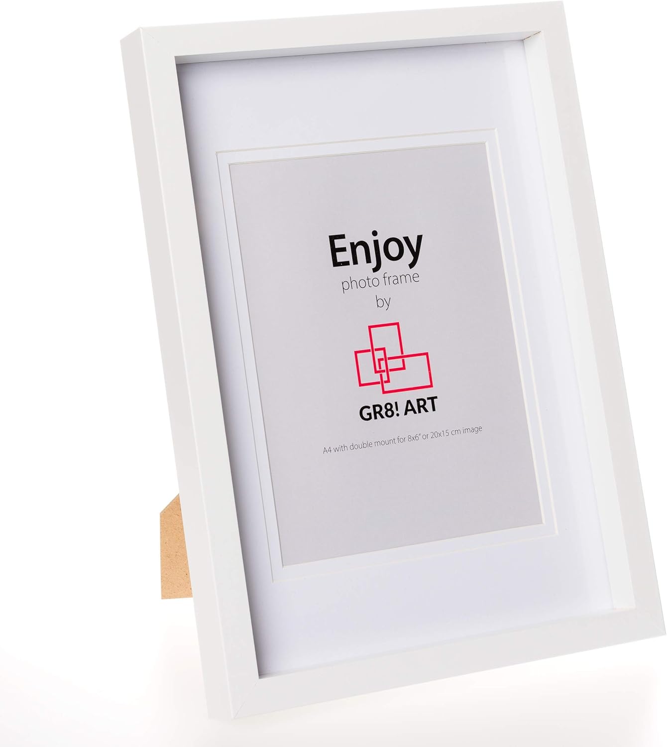 GR8! Art Enjoy A4 White Photo Frame with mount for a 8x6” image A4