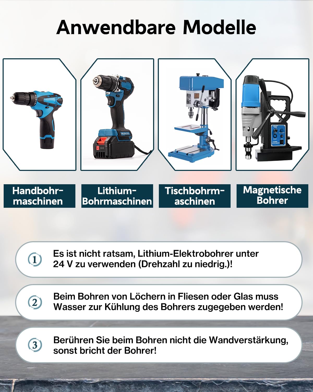 Fliesenbohrer, Lytool 10 tlg.Glasbohrer Steinbohrer Bohrer Set mit Sechskantschaft Universalbohrer für Metall Ziegel Glas Kunststoff Holz, Ø 3-12 mm 5