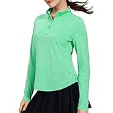 MIER Long Sleeve Workout Shirts for Women Quarter Zip Athletic Pullover Dry Fit Flowy Golf Running UV Sun Shirts,1/4 Zip