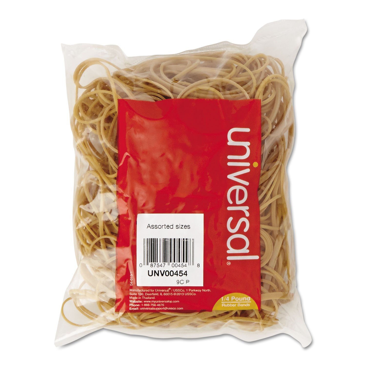 Universal 00454 Rubberbands, Assorted Sizes, One 1/4 lb. Box