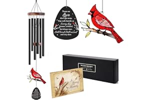 2IMT Memorial Wind Chimes for Loss of Loved One, Sympathy Gifts for Loss of Mother/Dad/Husband - Cardinal Wind Chimes for Outside with Mute Option, in Memory of Loved One Gifts, Sympathy Wind Chimes 36''