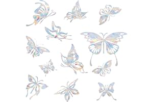 Vikissm 32 Pieces Butterfly Rainbow Bird Window Stickers to Prevent Bird Strikes - Window Decals and Stickers for Bird Strike Prevention to Stop Birds from Hitting Windows
