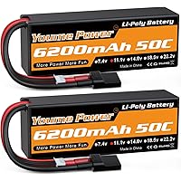 Youme 11.1V Lipo Battery, 3S Lipo Battery 6200mah 50C Hard Case TR Plug for RC Car/Truck/Buggy, RC Boat, Airplane, UAV, Drone