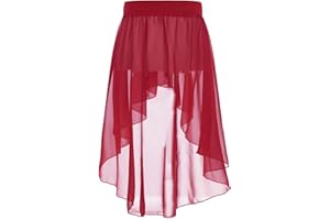 Manyakai Kids Girls High Low Chiffon Dance Skirts for Lyrical Ballet Latin Jazz Modern Dancewear