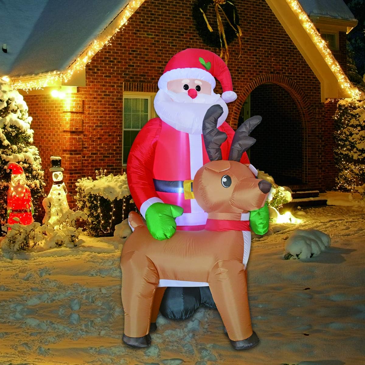 GOOCHI 8 FT Blow Up Christmas Santa Decoration Inflatable Santa Christmas Yard Decorations