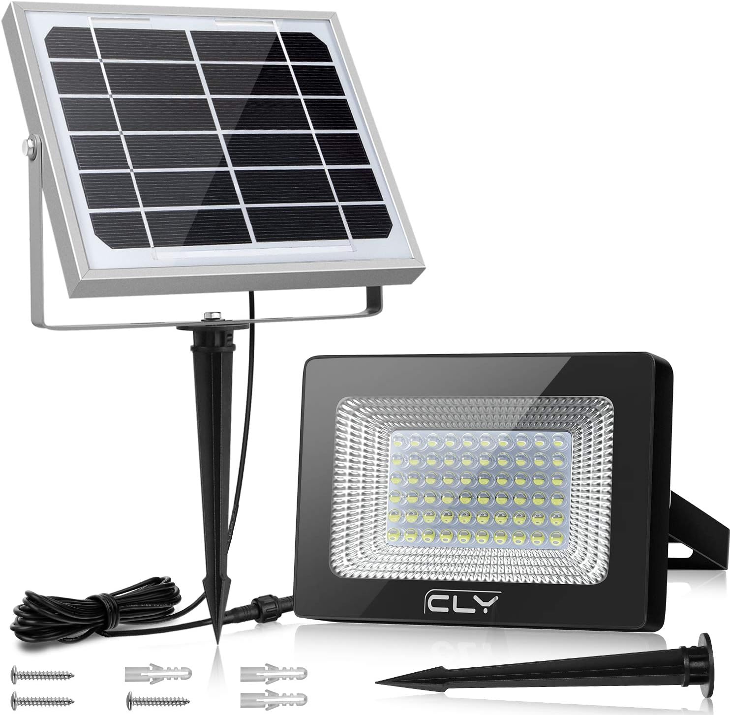 cly 60 led solar lights outdoor security floodlight 300 lumen ip66 waterproof auto induction solar flood light for lawn garden
