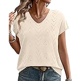 WIHOLL Short Sleeve Sweater for Women V Neck Trendy Cute Tops Business Casual Outfits Cap Sleeve