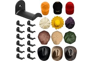 HATISAN 12 Pcs Cowboy Hat Rack for Wall, Hat Holder with Strong Adhesive Screws Bolts, Cowboy Hat Hook Hold up to 12 Hats, Hat Hanger for Baseball Caps Keys Accessories, Western Hat Hook Room Décor