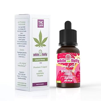 White and Fluffy® 250mg CBD Liquid •Legal Acid • Test-Note 1,4 • PG VG 10ml • Gemischte Zitrusfrüchte