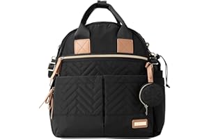 Skip Hop Diaper Bag Backpack: Suite 6-in-1 Diaper Backpack Set, Multi-Function Baby Travel Bag with Changing Pad, Stroller Straps, Bottle Bag and Pacifier Pocket, Black
