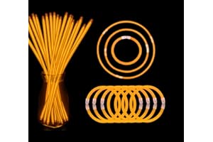 YOFOBU Orange Glow Sticks Bulk Light Up Bracelet Glow Necklaces with Connectors 50ct 8" Glowsticks Neon Party Supplies for Va