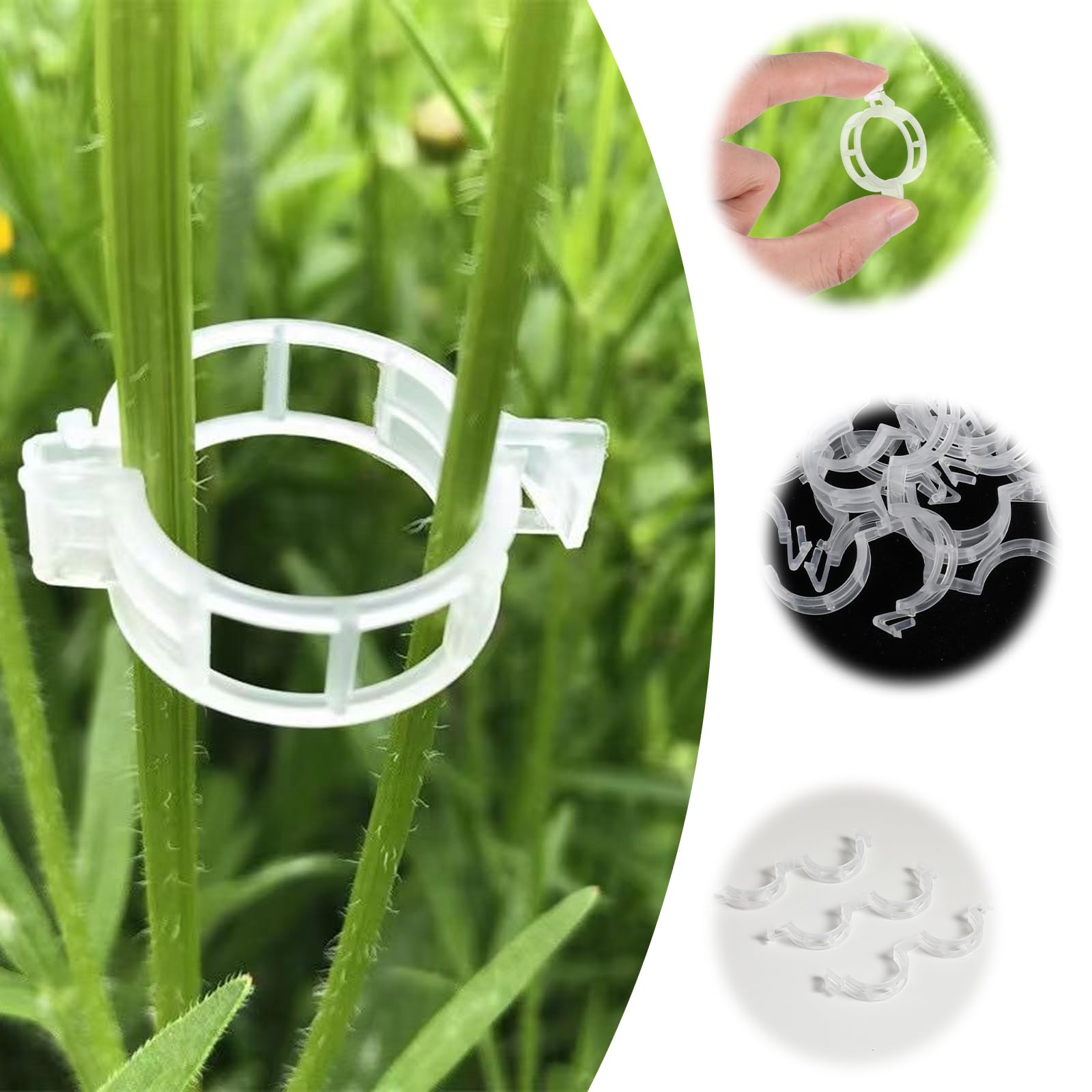 Tyqour 100pcs Tomato Plant Clips for Climbing Plants, Plant Supports for Outdoor Plants, Garden Plant Support Clips Vine Stem Clips for Fixing Tomatoes, Vegetables, Cucumbers (White)