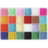 Size 3mm Glass Seed Beads 24 Colors Total About 7000pcs,8/0 Seed Beads for Making Jewelry Bracelets Necklace