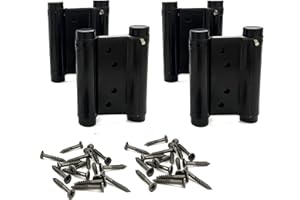 2 Pairs (4Pcs) 3inch Double Action Spring Hinge Stainless Steel Cafe Saloon Door Swing Self Closing Black with Screws