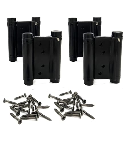 QCAA - Juego de bisagras pivotantes de gravedad para puerta de café, doble acción, negro mate, 1 juego (1 juego para 2 puertas de café), fabricado en Taiwán QCAA - Juego de bisagras pivotantes de gravedad para puerta de café, doble acción, negro mate, 1 juego (1 juego para 2 puertas de café), fabricado en Taiwán