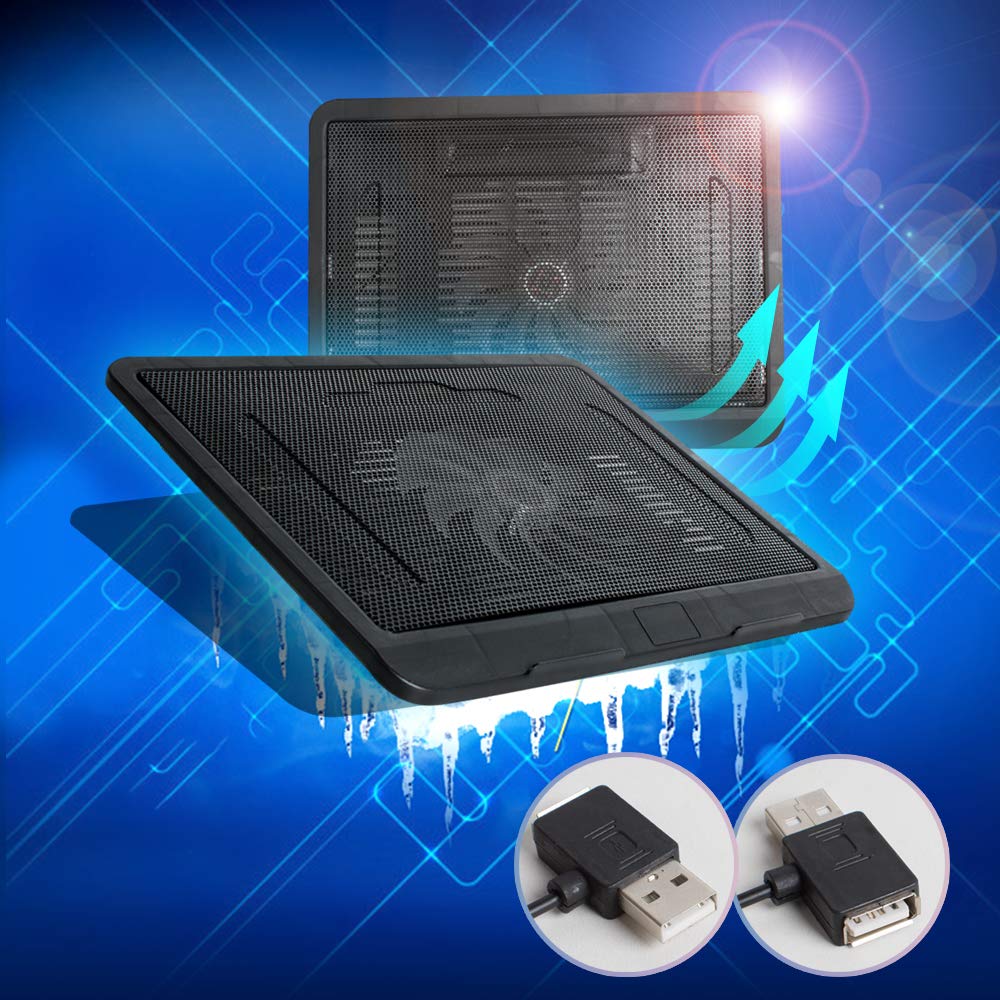 Silent Laptop Cooling Pad, ixaer 14-inch Ultra-Slim Quiet Laptop Notebook Cooler USB Powered Cooling Pad Computer Cooling Base with Oversized Fan