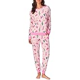 Long Sleeve Pullover Crew & Jogger Stretch Jersey Pajama Set - Christmas Cowgirl