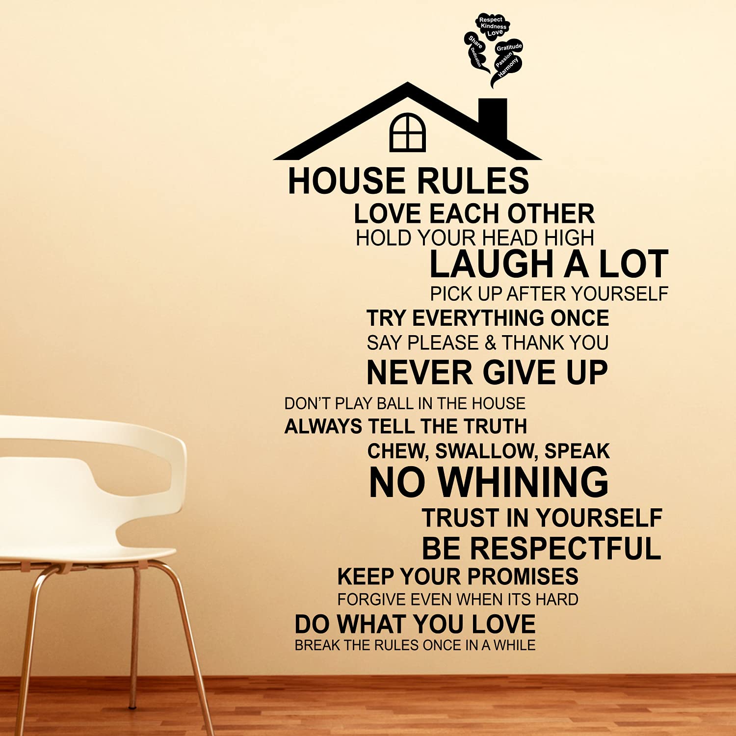 Wallflexi Wall Stickers "House Rules 2" Wall Door Murals Removable Self-Adhesive Decals art living Room Kitchen Furniture Office Décor Restaurant Bar Cafe Hotel Home Decoration, multicolour