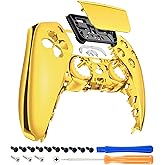eXtremeRate Chrome Gold Glossy Touchpad Front Top Shell Compatible with ps5 Controller BDM-010 020 030 040 050, DIY Replacement Shell Custom Touch Pad Cover Compatible with ps5 Controller