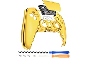 eXtremeRate Chrome Gold Glossy Touchpad Front Top Shell Compatible with ps5 Controller BDM-010 020 030 040 050, DIY Replacement Shell Custom Touch Pad Cover Compatible with ps5 Controller
