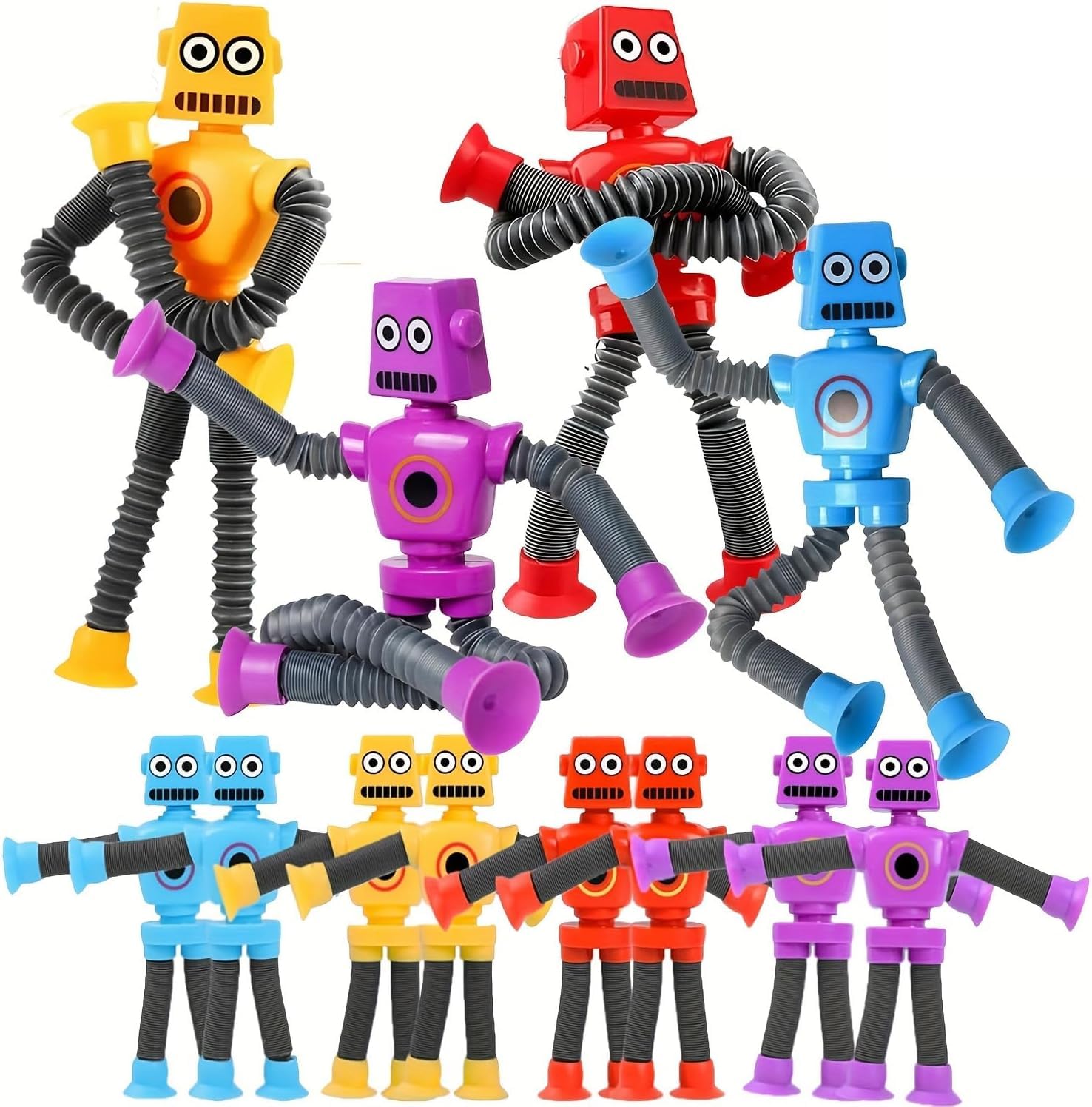 Photo 1 of 20Pcs Robot Pop Tubes Sensory Toys — Telescopic Suction Cup Fidget Toys for Kids, Party Favors Christmas Stocking Stuffers Travel Toys ,Holiday Gifts Goodie Bag Fillers