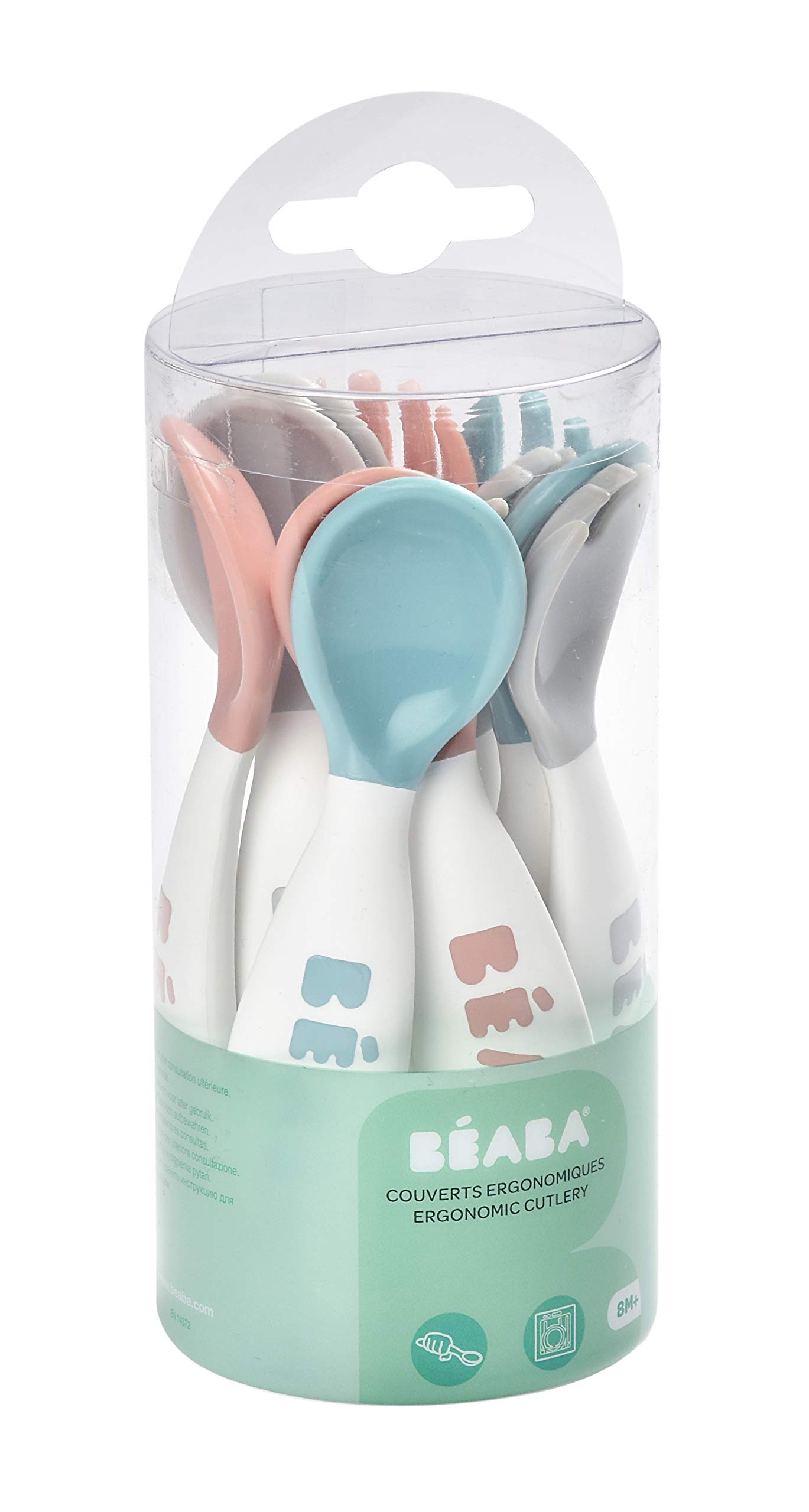 Photo 1 of BEABA Toddler Self Feeding Cutlery, Round Soft Tip Design, Toddler Utensils, Baby Fork and Baby Spoon, Set of 10, (Breeze)