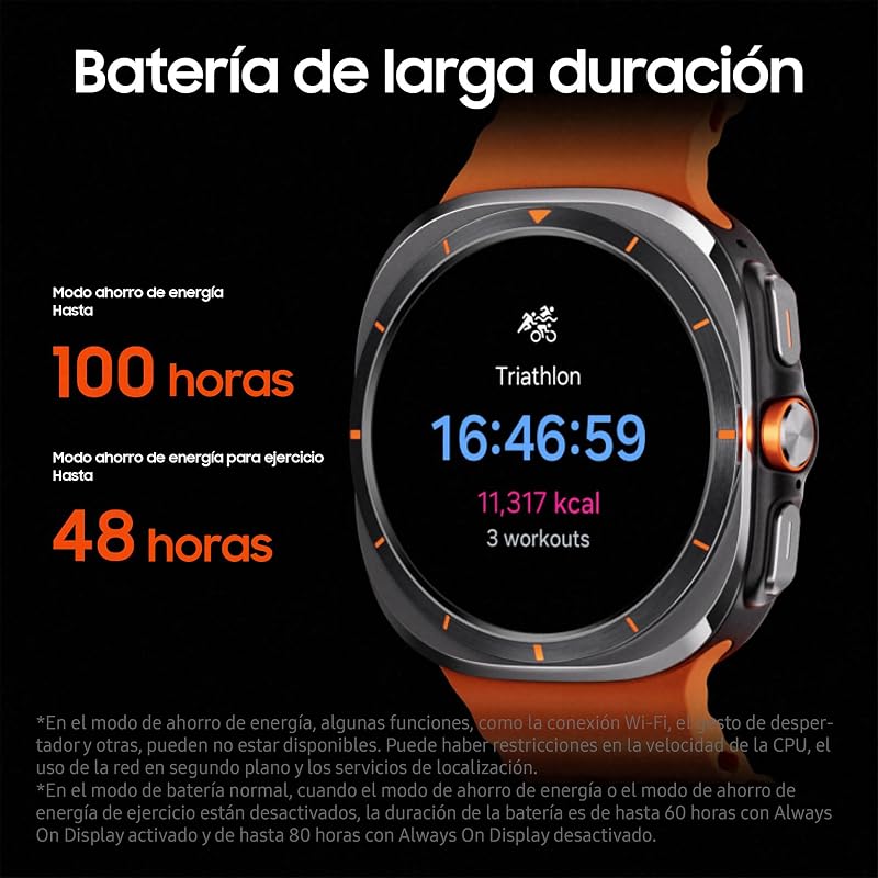 Samsung galaxy watch ultra lte 47 mm + carregador - smartwatch, monitoramento de saúde, rastreamento esportivo, cinza escuro (versão em espanhol)