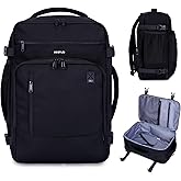 ECOHUB 17" Small Travel Backpack, United Airlines Personal Item Bag 17x10x9 with 16 Pockets, Water Resistant Rucksacks Fit 15.6" Laptop, AirTag Pocket, Lightweight Casual Daypack, 25L, Black