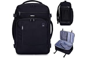 ECOHUB 17" Small Travel Backpack, United Airlines Personal Item Bag 17x10x9 with 16 Pockets, Water Resistant Rucksacks Fit 15.6" Laptop, AirTag Pocket, Lightweight Casual Daypack, 25L, Black