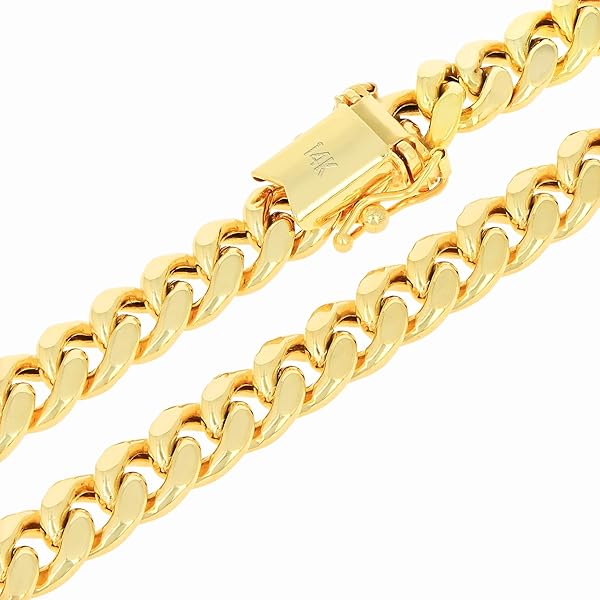 Nuragold 10k Real Yellow Gold Miami Cuban Link 5mm Chain Necklace