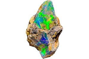 JAGUAR GEMS Ethiopian Opal Rough Gemstones – Multi Fire Welo Opal Stones for Tumbling, Jewelry Making, Healing Crystals, Loose Natural Gems, Raw Rocks, Craft Supplies