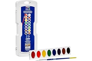 DIXON Prang Oval Watercolor Paint Set with Brush,16 Assorted Colors